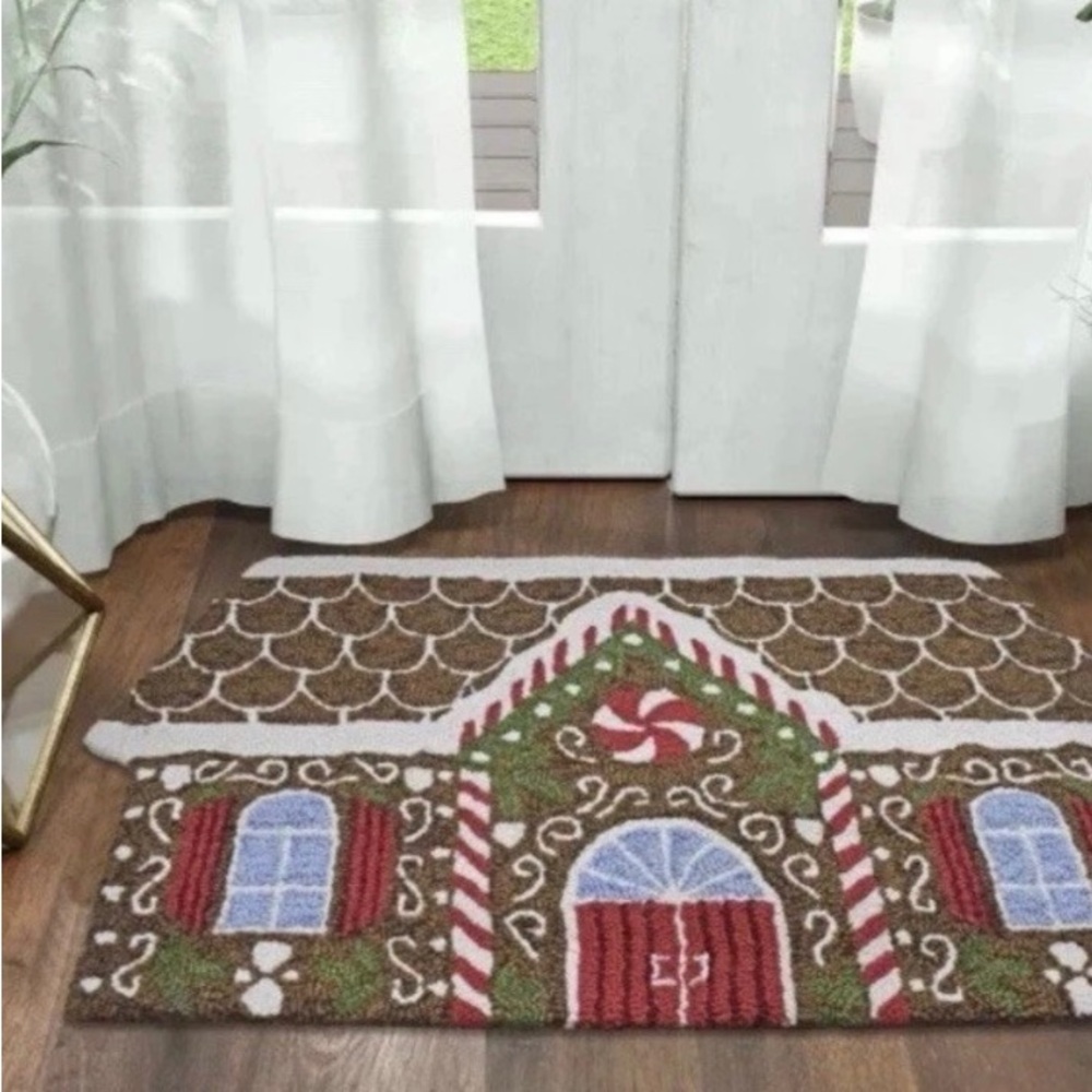 NWT Gingerbread Christmas Rug ~ Hand
Hooked ~ Festive Colors - Picture 3 of 5